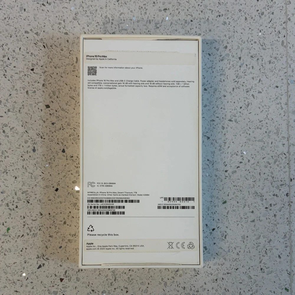 Apple iPhone Retail Box For iPhone 16 Pro Max Desert Titanium
